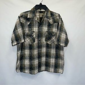 Decoded Button Up Adult XL Mens Multicolor Plaid Short Sleeve 100% Cotton Shirt